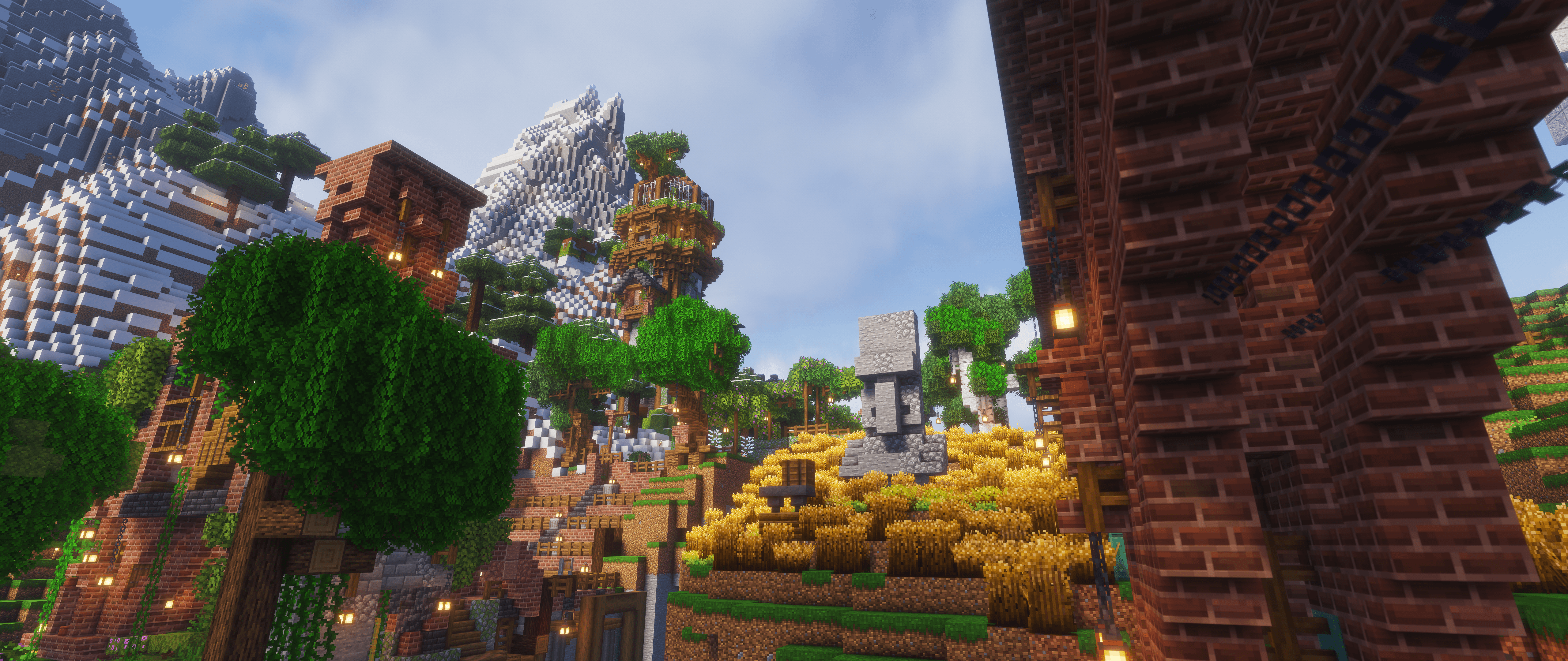 Large wheat field and surrounding build work